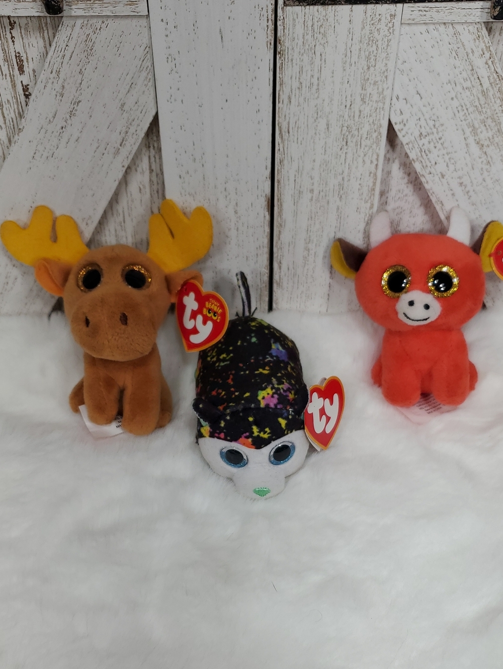 Ty Beanie Boos Plush Moose, Bull Cow, Husky Stuffed Animals